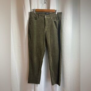 TALBOTS Slim Ankle Corduroy Pant Frayed Hem Curvy Size 8 Olive Green‎ GUC! 0433